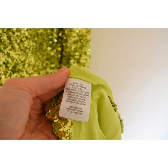 Sachin & Babi Sequin Sanza Dress in Chartreuse - Picture 5 of 7